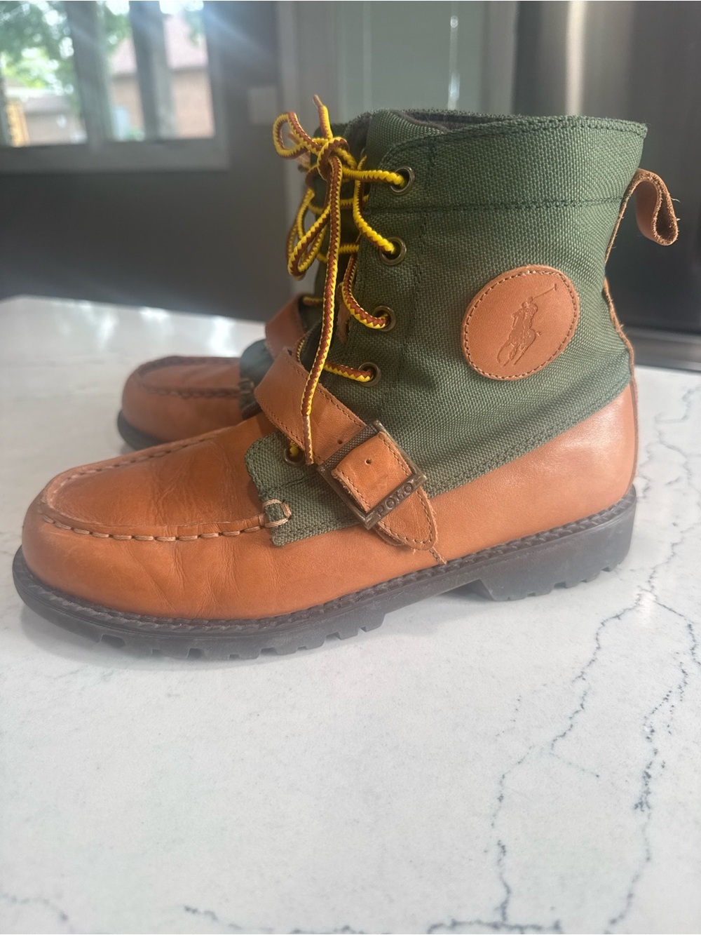 Polo Ralph Lauren Ranger Hi II Leather & Textile Lace-Up Boots Boys Size 5